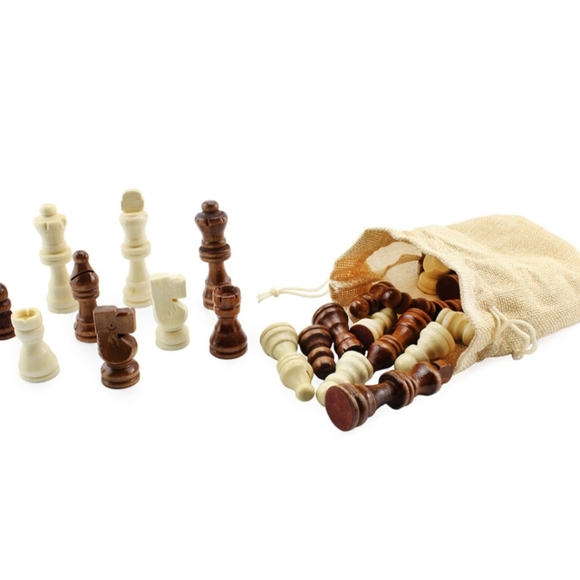 Complete Wooden Chess Pieces (32 Pieces), Wooden Replacement Chess Figures - Picture 5 of 5